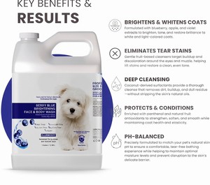 Champú Profesional Blanqueador <span class=keywords><strong>para</strong></span> Mascotas Gubeyka Berry Blue Brightening con Aroma Fresco <span class=keywords><strong>para</strong></span> Perros y Gatos, Ultra <span class=keywords><strong>Hidratante</strong></span>, Calidad Profesional - Product Image 2