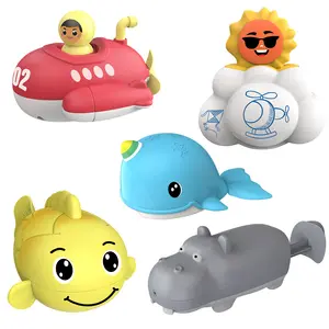 Wholesale Bathroom clockwork animal toys bathtub wind up swimming lovely floating submarine bath toy for baby BBT21