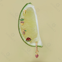 Gemnel 2026 Zomercollectie 925 Zilver Fruit Piercing Sieraden Kleurrijke Zirkoon Watermeloen Ananas Platte Achterkant Oorknopjes