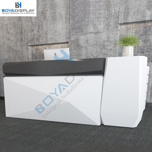 Mesa blanca pequeña, escritorio de recepción, bien diseñado, Oficina de Hotel, muebles de oficina cuadrados, escritorio moderno de tienda de madera - Product Image 4