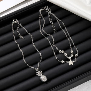 Nieuw Ontwerp Ananas Enkelbandje Meerlagige Vijfpuntige Ster Goudkleurige Kralen Enkelbandje Set Voor Vrouwen Sieraden Groothandel - Product Image 5