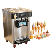 Machine à glace molle professionnelle robuste à 3 saveurs, en acier inoxydable, portable, avec bac de mélange pour les ventes à fort volume