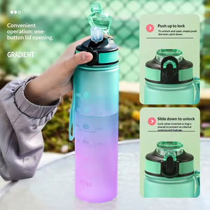 Children's Frosted Straw Cup with Gradient Color Large Capacity Eco-Friendly <b>Plastic</b> Water Bottle for Outdoor Sports - Product Image 5