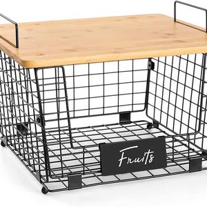 Kitchen Stainless Steel Modern Standing Type Double Tier Fruit Basket with Detachable Countertop <b>Rack</b> for Towel Storage - Product Image 5