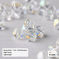 Perles en résine époxy à facettes, strass en forme de bicône, en vrac avec trou pour taffetas, shantung, dupioni, matelassé, chevrons et bouclé