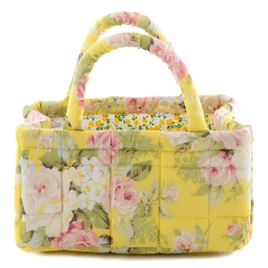 Floral Pattern Handmade Pure Cotton Durable Foldable Waterproof Handbag with Chain Strap and 3L+ Capacity - Product Image 1