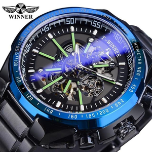 Winner <span class=keywords><strong>2022</strong></span>, nuevos relojes para <span class=keywords><strong>hombre</strong></span>, cristal con luz azul, reloj deportivo automático resistente al agua de acero inoxidable dorado a la moda, reloj luminoso - Product Image 3
