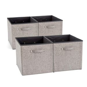 GuangDong 13 Inch Foldable Linen Fabric Toy Organizer <strong>Storage</strong> Bin for Kids Child Toy <strong>Units</strong> Boxes with Two Handles - Product Image 1