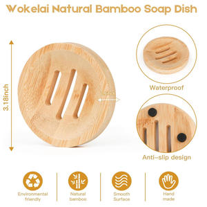 Jabonera de Bambú para Jabón en Barra en la Ducha, Soportes Redondos de Madera Personalizados con Embalaje en Caja de Papel - Product Image 3