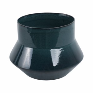 Vaso in ceramica a forma larga e allargata per decorare il soggiorno, l'ufficio, vaso in terracotta per piante da interno, vaso per fiori. - Product Image 3