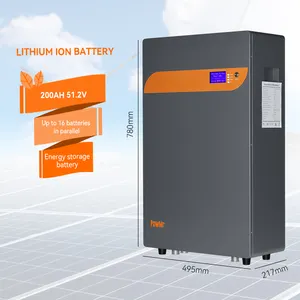 Bateria de baixo tensão 51,2V LiFePO4 PowMr Bateria de íon de lítio para armazenamento de energia montada na parede 200Ah 10KWh BMS