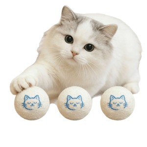 Jouets à mâcher en laine pour chats, boules de laine mignonnes pour chats d'intérieur, anti-ennui, petite taille, jeu manuel - Product Image 2