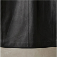 Veste en cuir de mouton véritable mi-longue pour femme, printemps-automne, noire, à revers, multi-poches, style décontracté, blazer en cuir