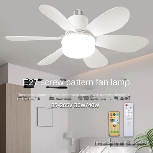 Ventilateur lumineux LED dimmable à 6 pales E27, design moderne et élégant avec télécommande, confortable pour le salon et la chambre à coucher - Product Image 3