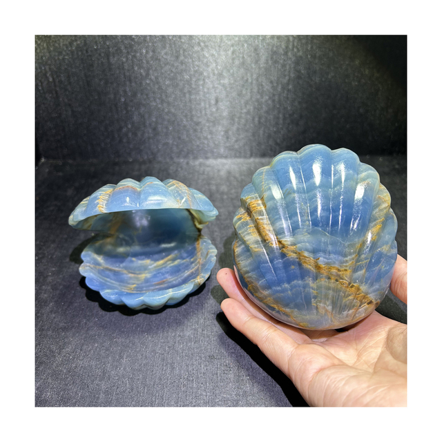 Hot Selling Blue Onyx Shells Healing Fengshui Crystal Stones Blue Onyx Shell for Gift