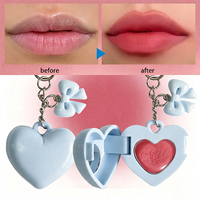Gantungan Kunci Bentuk Hati Kawaii, Perona Pipi Cair Tahan Lama Melembapkan 2-in-1 untuk Bibir dan Pipi, Perona Bibir Mini Portabel dengan Cermin, Dapat Dipesan Sesuai Keinginan