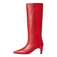 Bottines chics à talon chaton et bout échancré, pour mollets larges, avec couture centrale, en cuir végétalien, style chic français