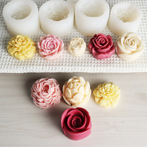 Lotus sugar resin sapone fondente camelia flower antiaderente cake bakery 3d silicone bud Rose Candle stampi per Rose - Product Image 5