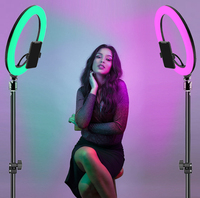 Lámpara de Anillo LED RGB Profesional Tianmei de 36/45/54 cm, 14/18/21 Pulgadas, 45 W, Control por Aplicación, Color HSI RGB, con Trípode