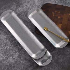 Stainless Steel Long Rectangular Plate For Sushi Snack Barbecue Hotel Use Solid Color - Product Image 3