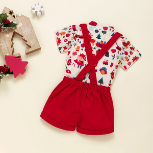Natale pupazzo di neve di cartone animato per bambini bambini pagliaccetto e <span class=keywords><strong>tute</strong></span> rosse con cavezza due pezzi vestiti per gentiluomini per bambini - Product Image 4