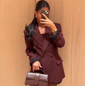 Veste de <span class=keywords><strong>costume</strong></span> coréenne pour femme, blazer court élégant d'hiver, double boutonnage <span class=keywords><strong>avec</strong></span> décoration boutonnée, grande taille, manteau décontracté - Product Image 4