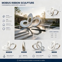 Sculpture de ruban fluide en acier inoxydable blanc brillant personnalisée, statue métallique abstraite pour la décoration de parcs, jardins, villas et cours.