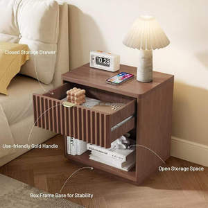 Source Factory Hotel Exclusive Apartment Bedside Cabinet LED Light Wireless Charging 1-Drawer Modern Bedroom Storage Furniture - Product Image 5