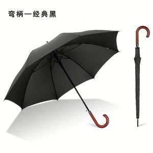 Wholesale Custom Logo Snow White Long Handle <b>Windproof</b> 8 Reinforced Ribs Auto Open Stick <b>Umbrella</b> Wooden Crook Handle Business - Product Image 3