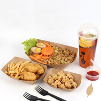 Zware, wegwerpbaar, commercieel kraftpapier voedselbakje, bruin, composteerbaar, vetwerend, voor salades en fastfood, modern, geschikt voor feesten