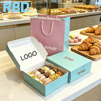 Ensemble de boîtes d'emballage pour pâtisserie et desserts en papier recyclé avec logo personnalisé, résistantes à la graisse, avec fermeture magnétique, sacs en papier pour gâteaux, biscuits, beignets