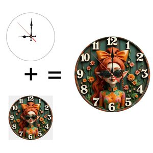 Round Wooden Wall <b>Clock</b> Artistic Carved Wood 25Cm Non Ticking Home Living Room Decor <b>Clock</b> - Product Image 6