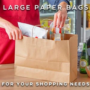 Grands sacs shopping en papier kraft avec poignées torsadées, lot de 300 pièces, 16x6x12 pouces, brun, emballage cadeau pour petites entreprises - Product Image 4