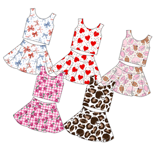 Nuevo Conjunto de 2 Piezas de Tela de Yoga para Niñas Pequeñas: Top Corto sin Mangas y Falda con Vuelo en Línea A, Ropa Deportiva para Jugar y Descansar a Diario - Product Image 1