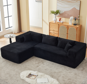 Juego de Sofás Modulares Seccionales, Chaise Longue, No Requiere Montaje, Sofá Moderno en Forma de L de Pana, Ajustable, para Apartamento, Hotel, Villa - Product Image 1