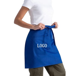 Grembiule Corto da <span class=keywords><strong>Chef</strong></span> in Cotone Blu <span class=keywords><strong>per</strong></span> Adulti con Logo Personalizzato e 2 Tasche <span class=keywords><strong>per</strong></span> Catering, Bistrot, Giardino, Bar, Caffè, Ristorante - Product Image 1