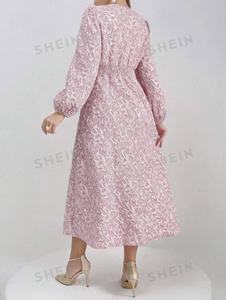 Telas tejidas de poliéster Jacquard para hacer elegantes vestidos de Jacquard de cintura fruncida con manga de primavera y verano de estilo vacacional - Product Image 5