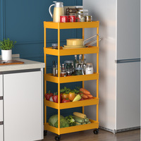 Chariot de rangement multifonctionnel en métal et plastique avec roulettes pour légumes et fruits, idéal pour chambre, salon, cuisine, salle de bain - Offre Spéciale