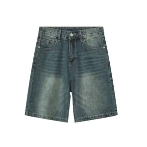 High Quality Baggy Custom Men Jeans Shorts Men Fit Baggy Jeans Short Dark Denim Shorts With Pocket For Men