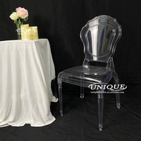 Nouveau design moderne Chaise princesse en acrylique noir transparent royal pour banquets de mariage et appartements