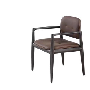 Fauteuil de style italien en bois massif, chaise de salle à manger rembourrée, pour adultes - Product Image 5