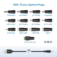 USB DC Aluminium-Ladekabel mit 13 Adaptersteckern, PVC, 3A Schnellladung für Computer, Powerbank, Scanner, DVR