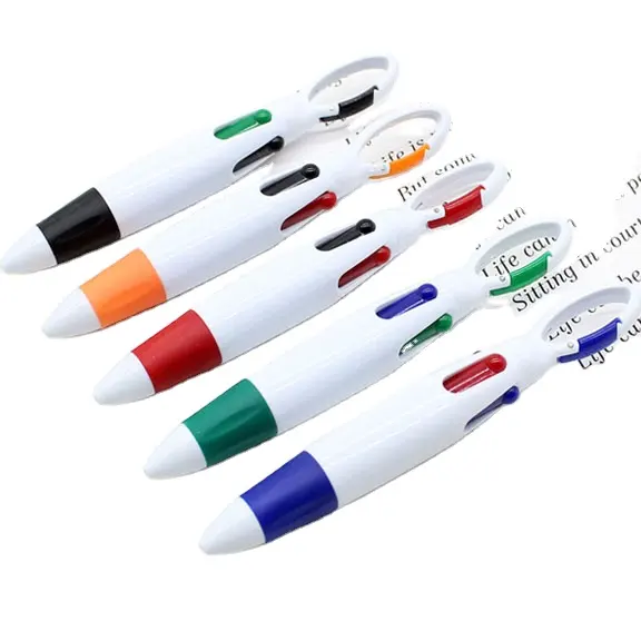2023 प्रचारक क्लासिक mulit रंग carabiner के साथ 4 रंग तेल स्याही केवल एक बार बॉल पेन और अनुकूलित कंपनी लोगो