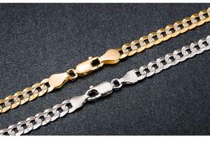18k纯金链4毫米5毫米6毫米女男士项链奢华珠宝厚长古巴链24英寸 - Product Image 3
