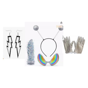 Diadema plateada con diseño de alienígena, gafas de sol, guantes de piel sintética, conjunto de accesorios para disfraz, unisex - Product Image 1