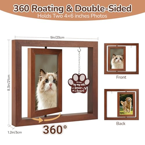 Cornice Portafoto Rotante in Legno a Forma di Zampa per Ricordo di Cani e Gatti Deceduti, Regalo Commemorativo per Animali Domestici, Contiene Foto 10x15 cm - Product Image 3