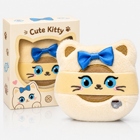 Weicher Niedlicher Katzen-Plüsch-Puderquaste mit Langer Flauschiger Samttextur für Foundation Körperpuder Make-up-Puderquaste
