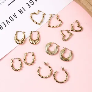 ผู้หญิงทอง 18K สแตนเลสแฟชั่นเครื่องประดับต่างหู Non-Fading 18K Gold สําหรับผู้หญิง