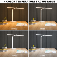 Lampe de bureau LED à base métallique réglable, variateur tactile, changement de couleur, lumière de lecture à CRI élevé pour étudiants, études, dessin et travail de conception
