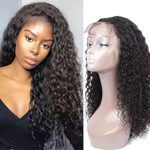 10a 11a 12a Brazilian virgin human hair wigs vendor, Italy curl 13x4 pre-plucked lace front wig with baby hair